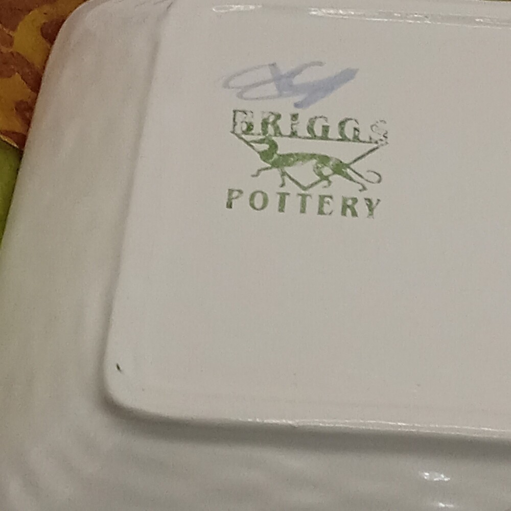 BRIGGS POTTERY Sculpted Vegetable Serving Platter Dip Cup Signed 12" Charcuterie - Picture 11 of 15